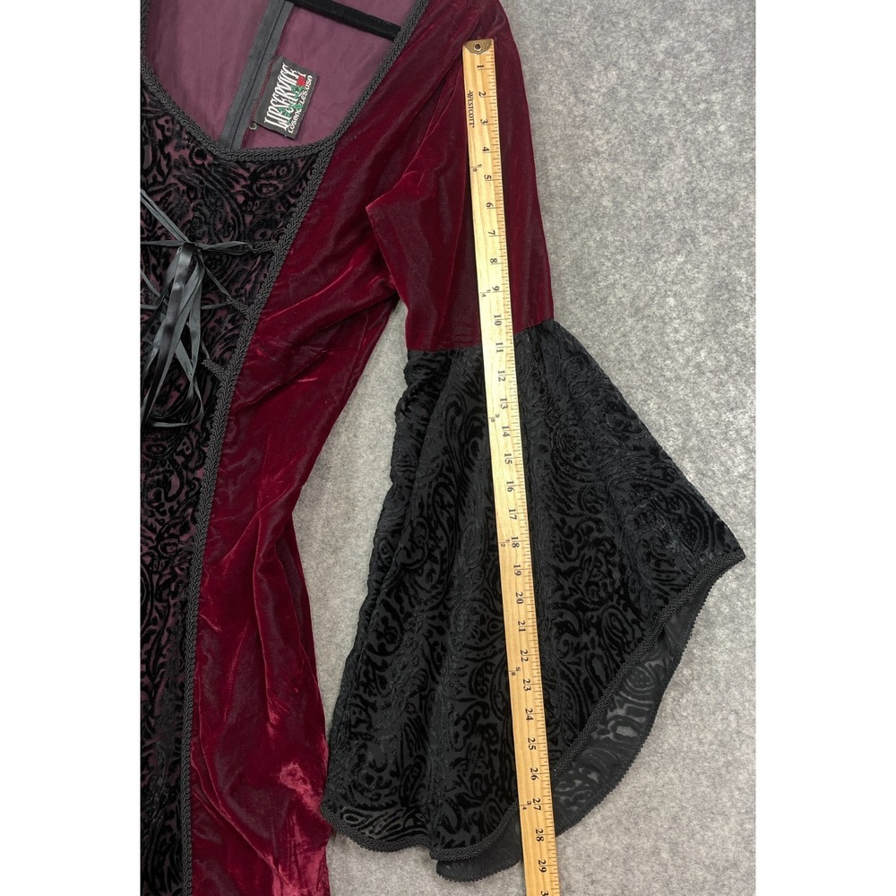 Vintage Lip Service Dress Red Black XL Velvet Gothic Renaissance Vampire - Picture 11 of 16